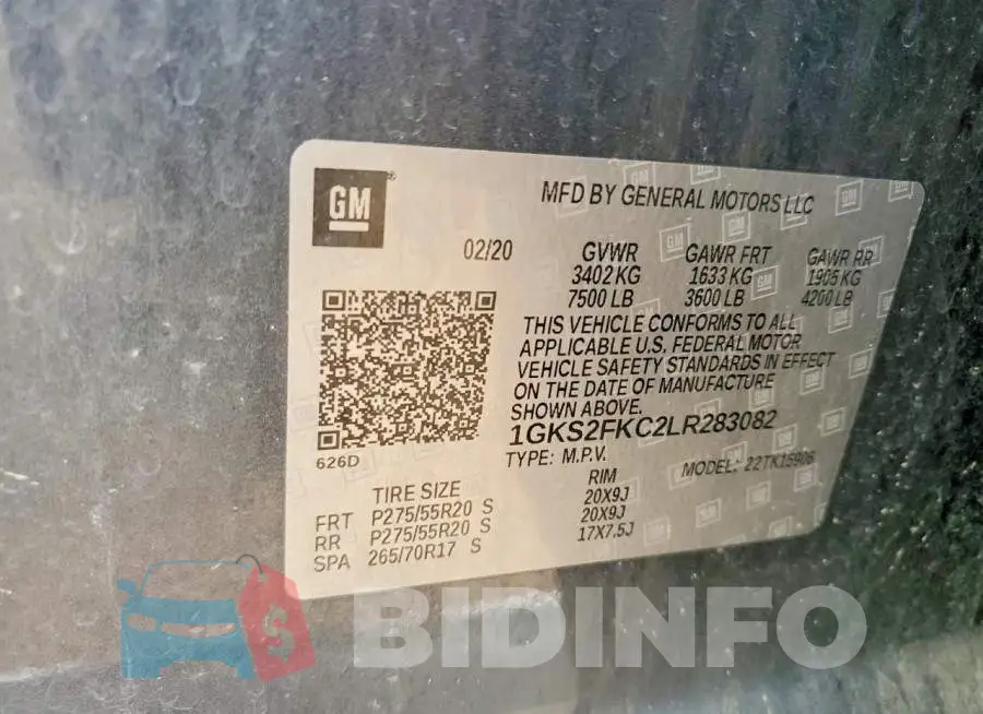 1GKS2FKC2LR283082 Photo# 13