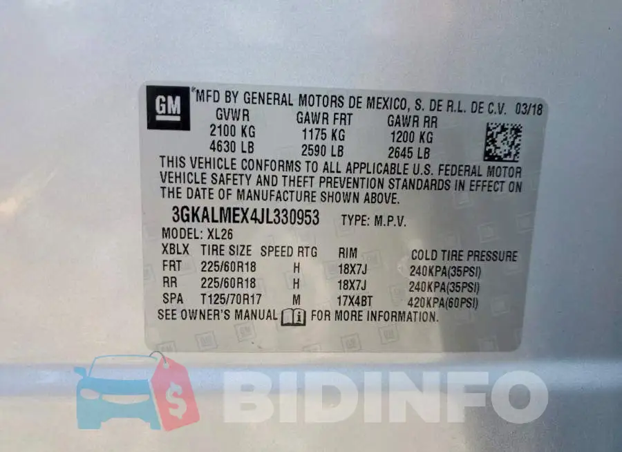 3GKALMEX4JL330953 Photo# 14