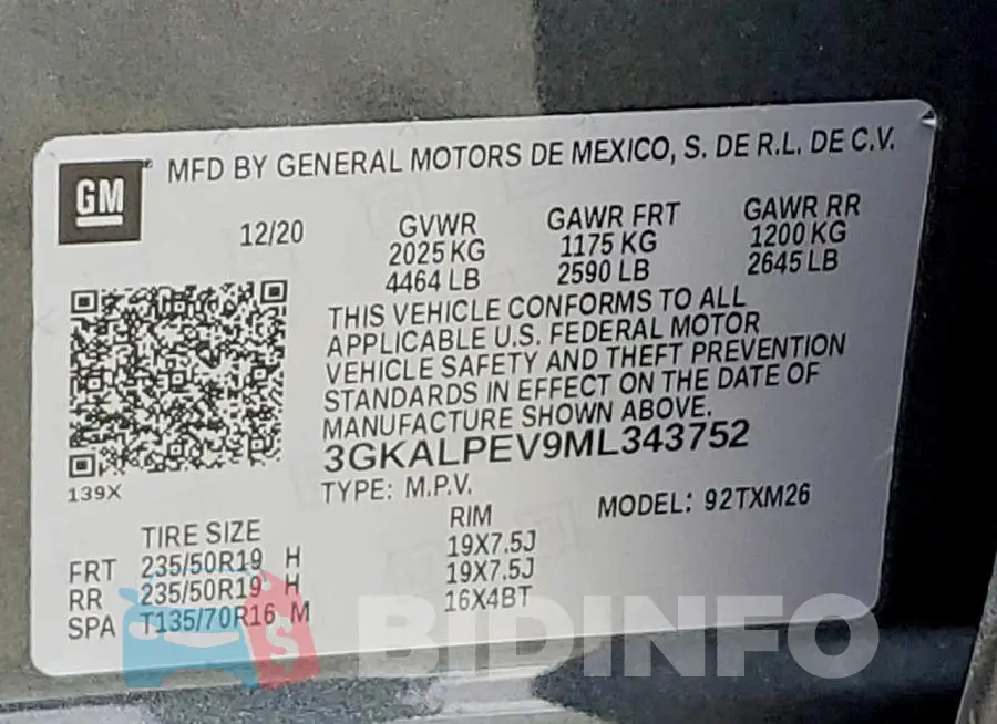 3GKALPEV9ML343752 Photo# 13