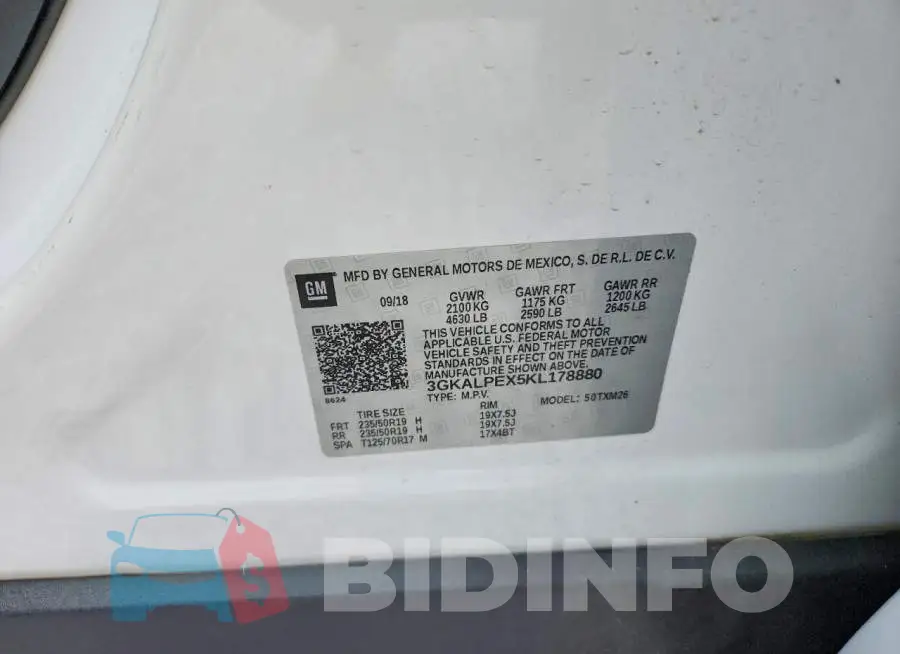 3GKALPEX5KL178880 Photo# 13