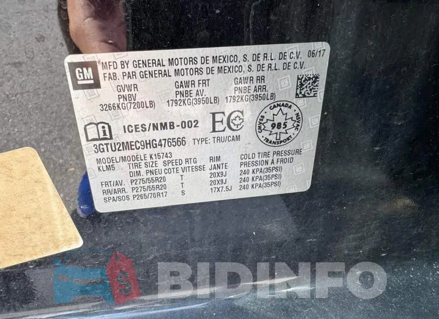 3GTU2MEC9HG476566 Photo# 12