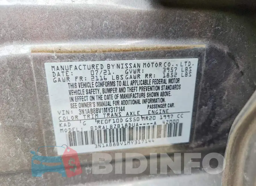 3N1AB8BV1MY317144 Photo# 12
