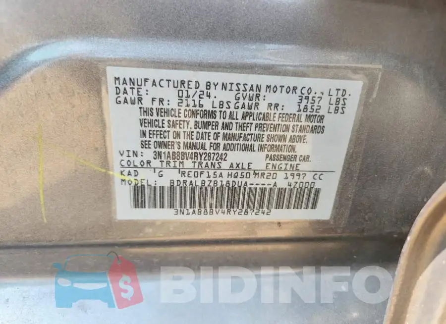 3N1AB8BV4RY287242 Photo# 13