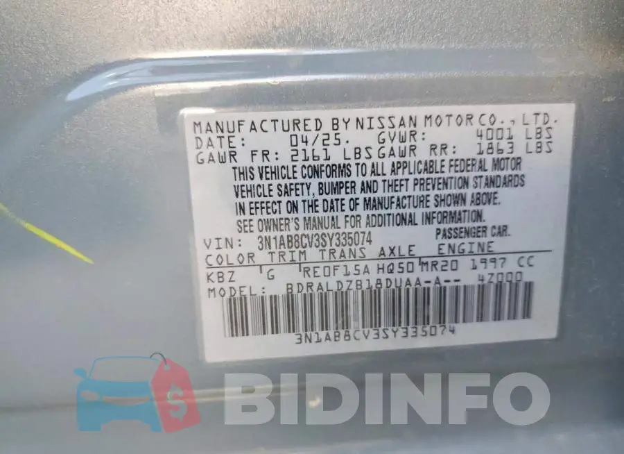 3N1AB8CV3SY335074 Photo# 13