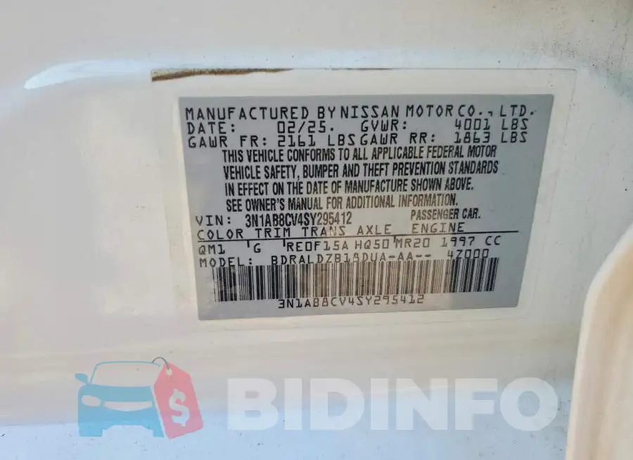 3N1AB8CV4SY295412 Photo# 12