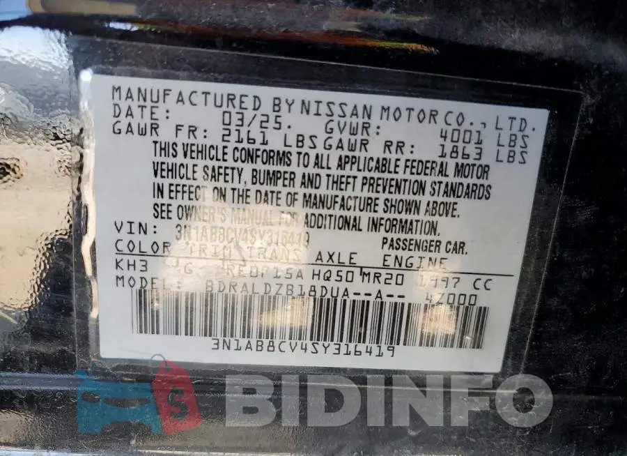 3N1AB8CV4SY316419 Photo# 13