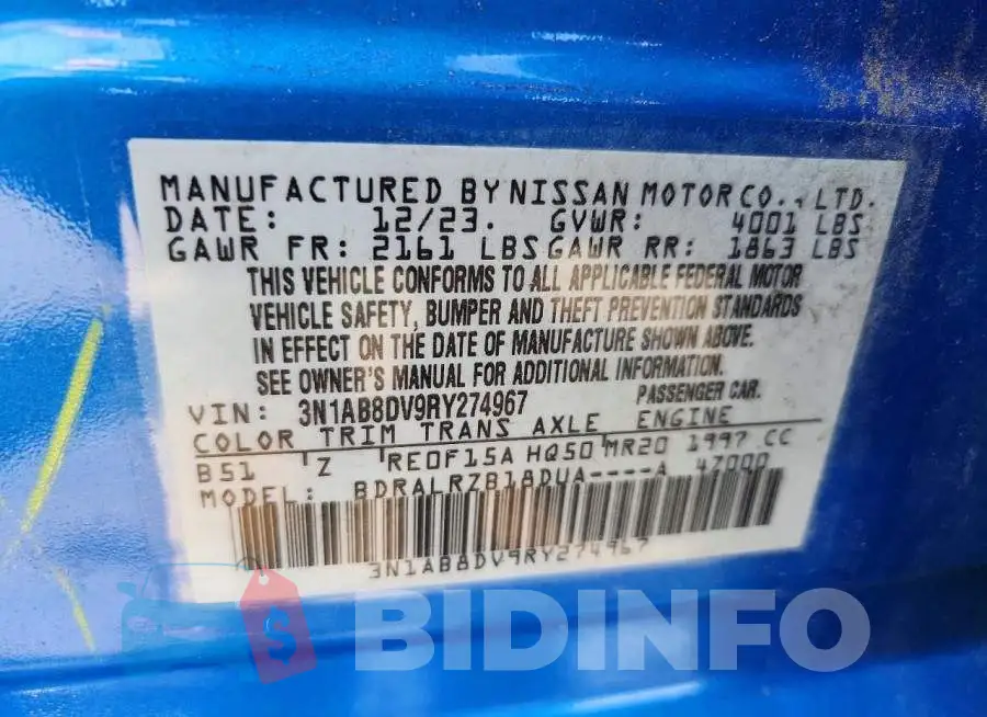 3N1AB8DV9RY274967 Photo# 12