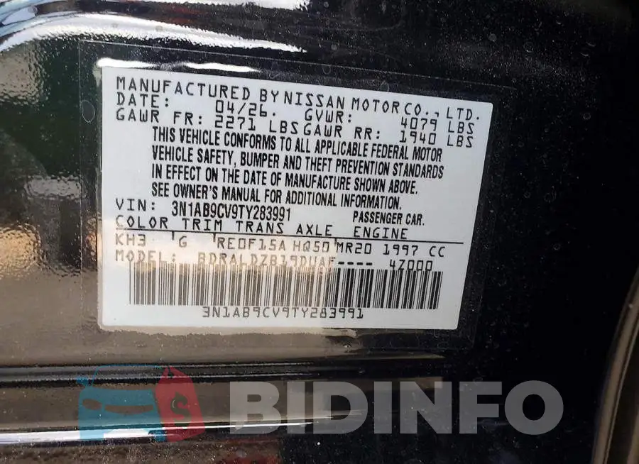 3N1AB9CV9TY283991 Photo# 12