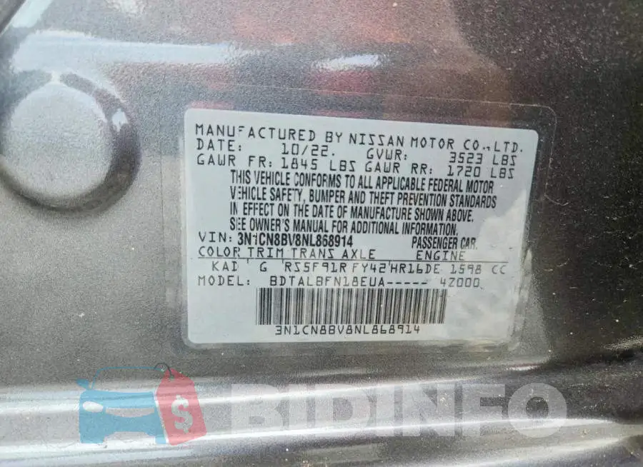 3N1CN8BV8NL868914 Photo# 12