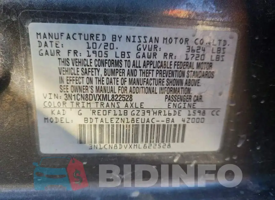 3N1CN8DVXML822528 Photo# 12