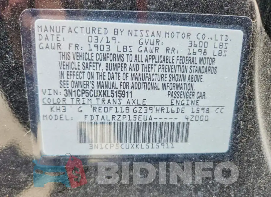 3N1CP5CUXKL515911 Photo# 13