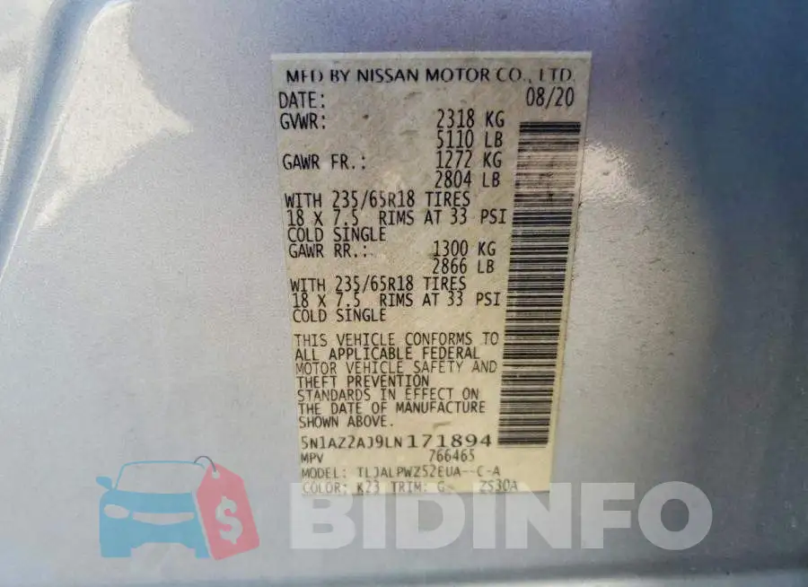 5N1AZ2AJ9LN171894 Photo# 13