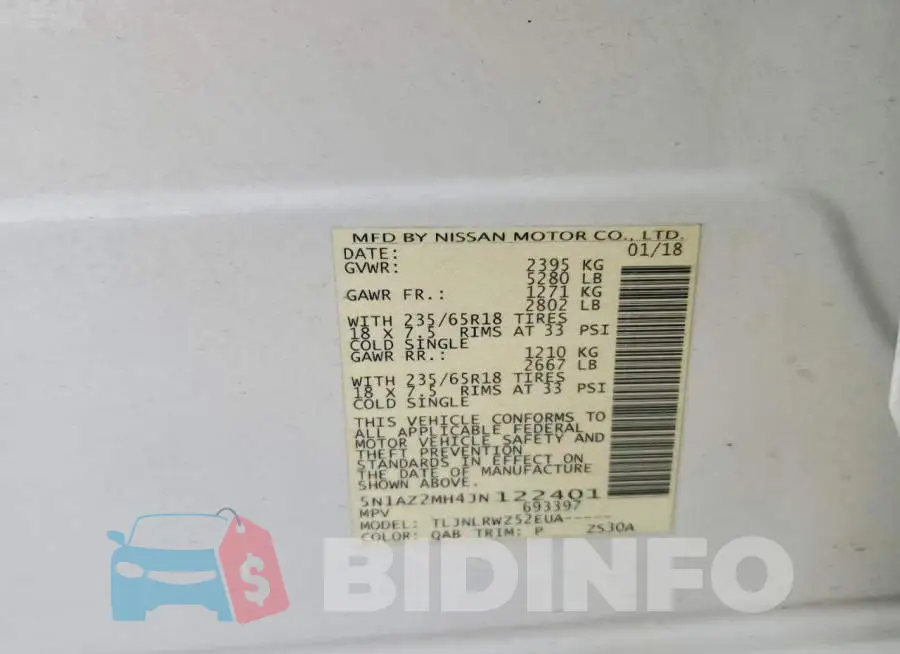 5N1AZ2MH4JN122401 Photo# 13