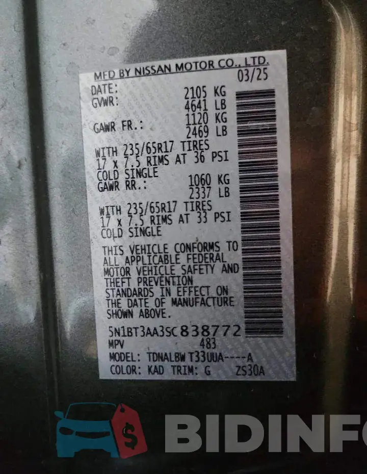 5N1BT3AA3SC838772 Photo# 13