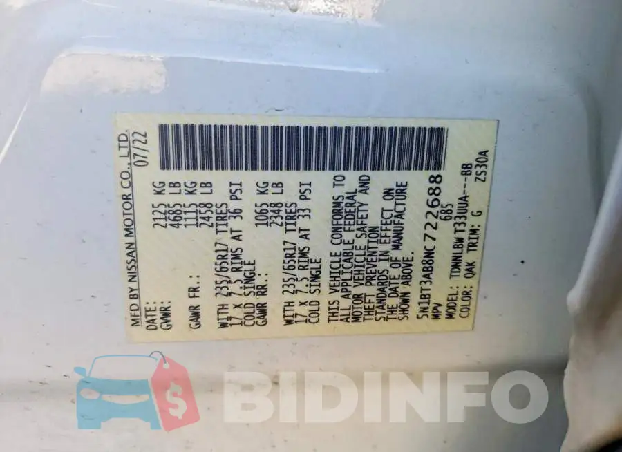 5N1BT3AB8NC722688 Photo# 13