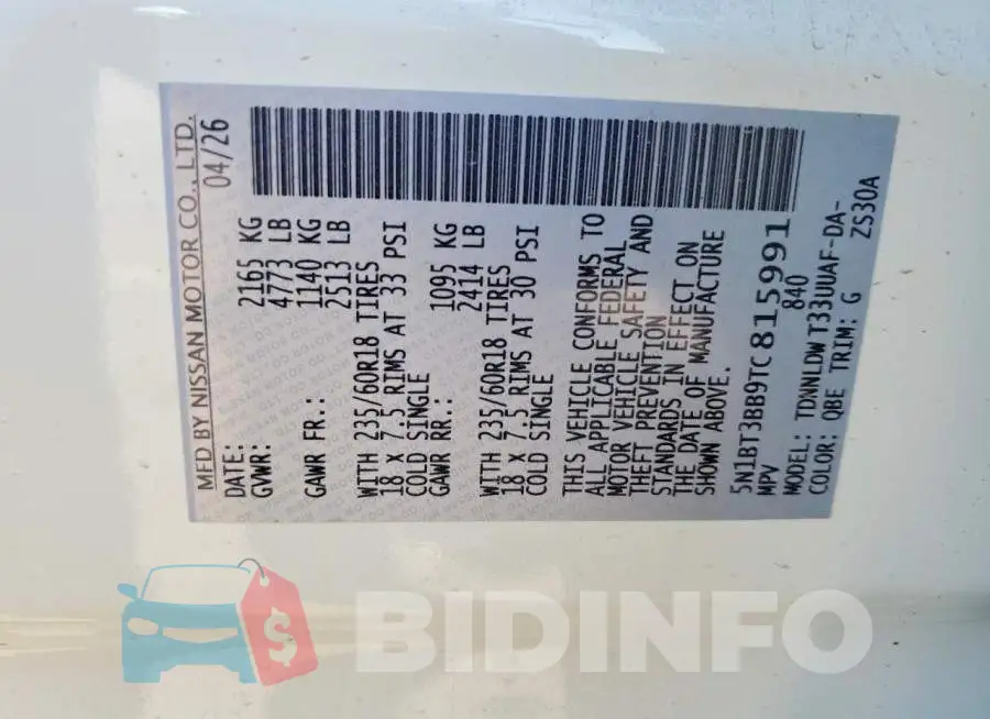 5N1BT3BB9TC815991 Photo# 13