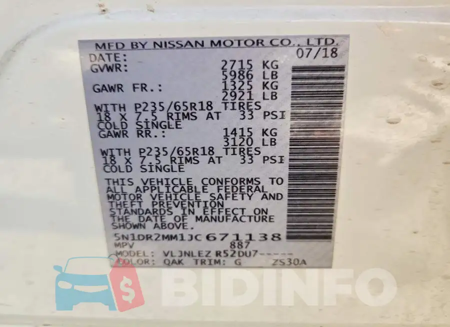 5N1DR2MM1JC671138 Photo# 13