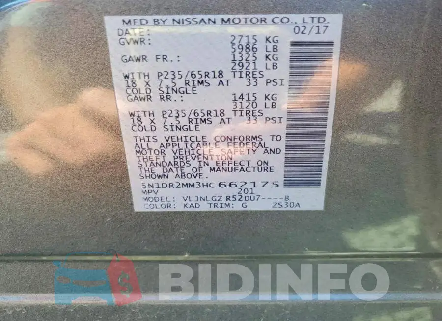 5N1DR2MM3HC662175 Photo# 13