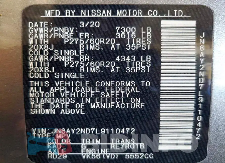 JN8AY2ND7L9110472 Photo# 13