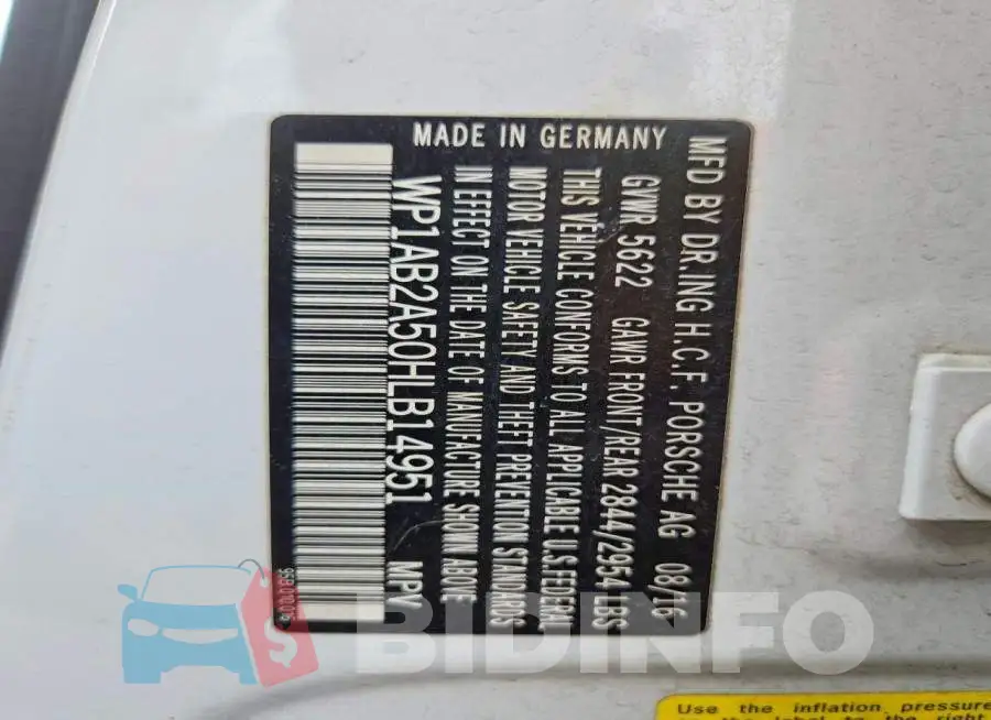 WP1AB2A50HLB14951 Photo# 14