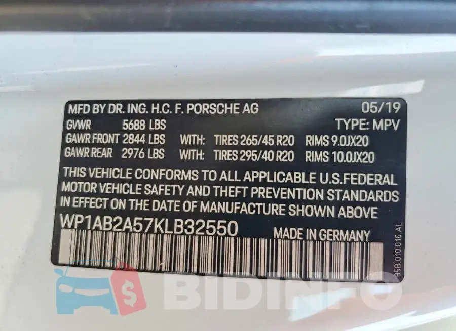 WP1AB2A57KLB32550 Photo# 13