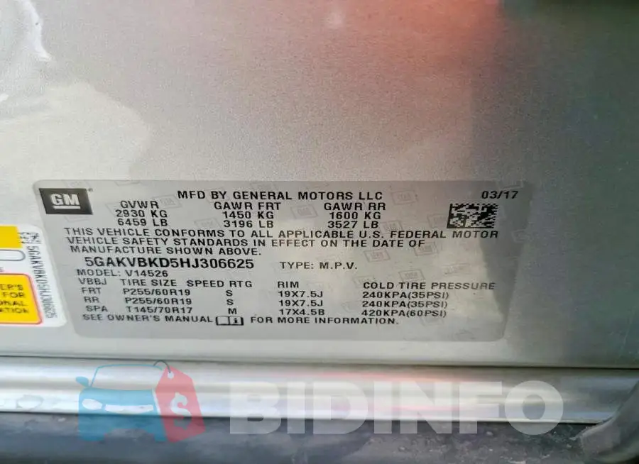 5GAKVBKD5HJ306625 Photo# 13