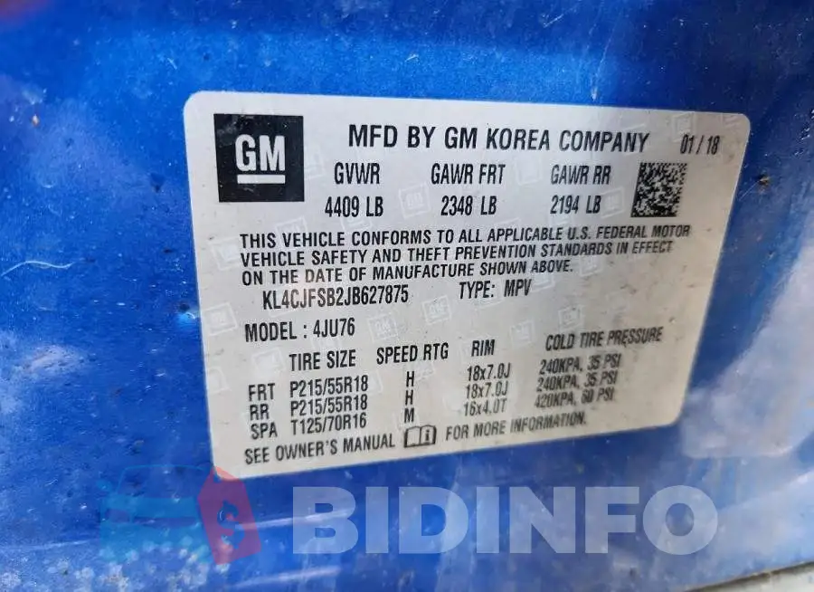 KL4CJFSB2JB627875 Photo# 12