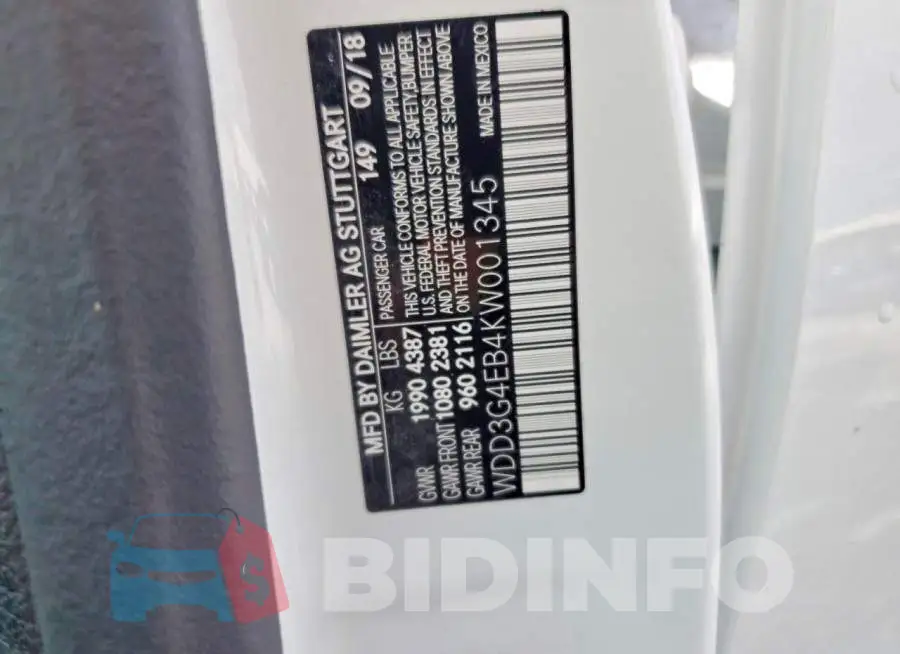 WDD3G4EB4KW001345 Photo# 12