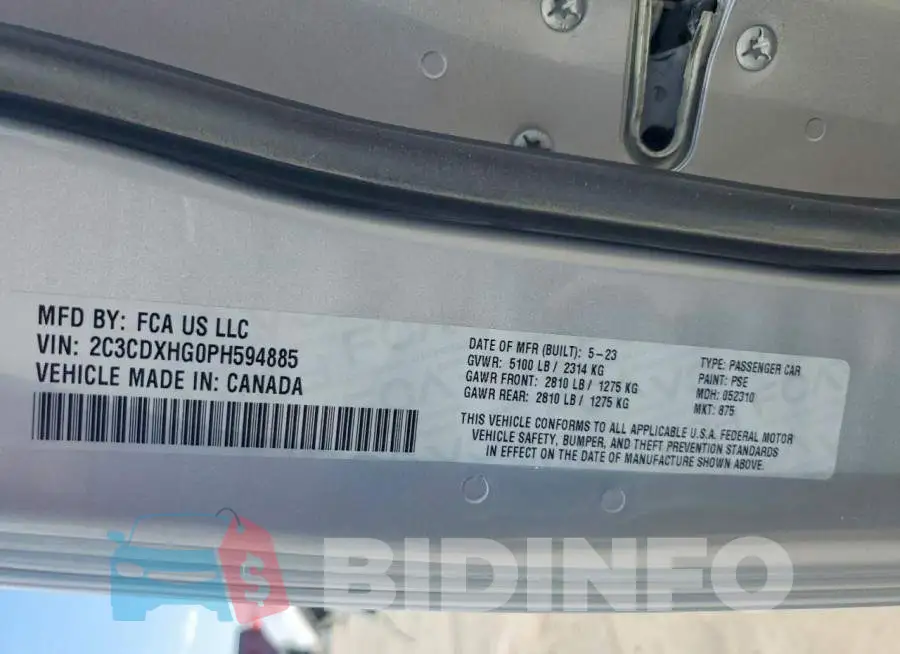 2C3CDXHG0PH594885 Photo# 12