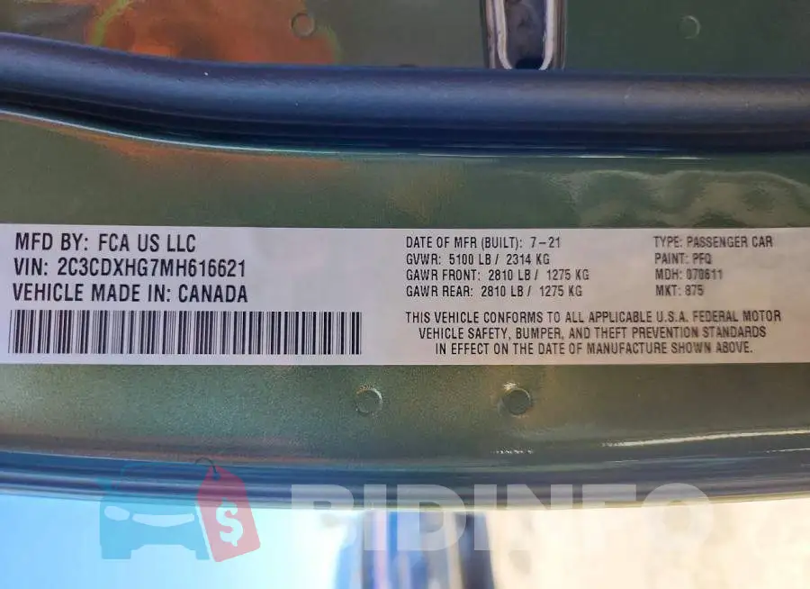 2C3CDXHG7MH616621 Photo# 12
