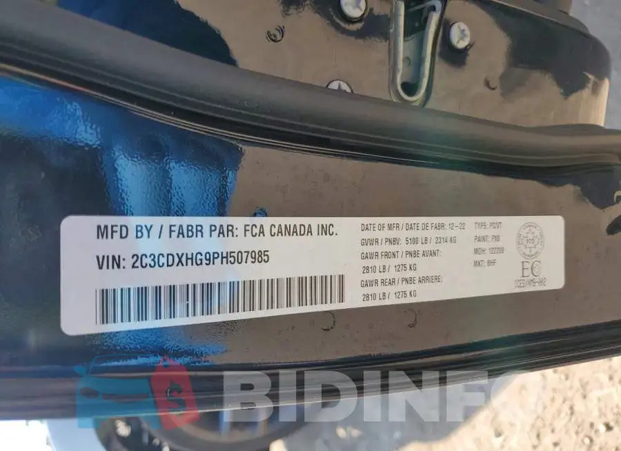 2C3CDXHG9PH507985 Photo# 12