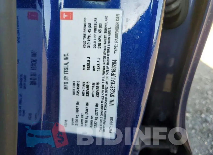 5YJ3E1EA1JF160204 Photo# 12