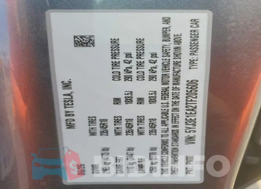 5YJ3E1EA2TF205606 Photo# 12