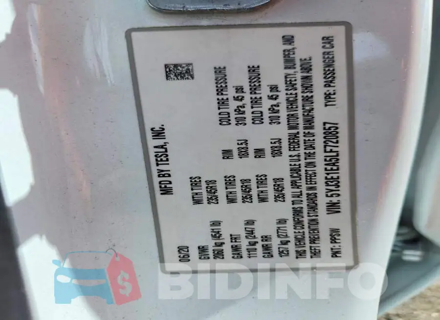 5YJ3E1EA5LF720857 Photo# 12