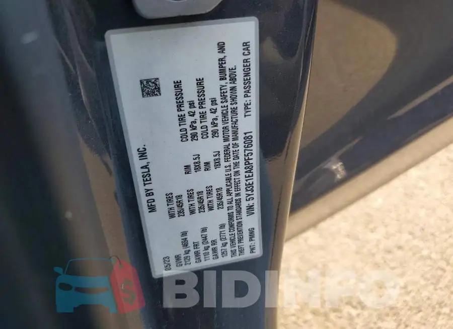 5YJ3E1EA8PF576081 Photo# 14
