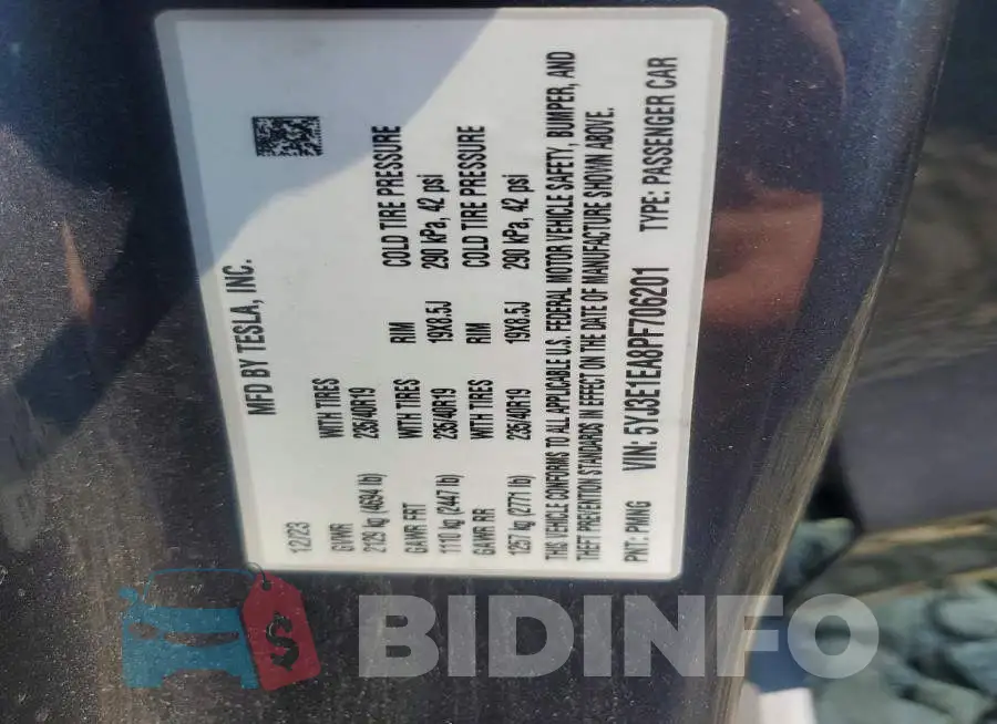 5YJ3E1EA8PF706201 Photo# 12