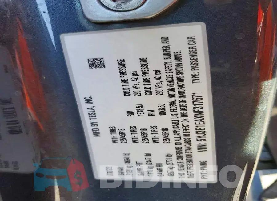 5YJ3E1EAXNF317671 Photo# 12