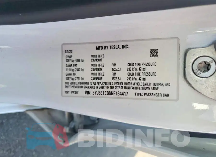 5YJ3E1EB8NF184417 Photo# 12