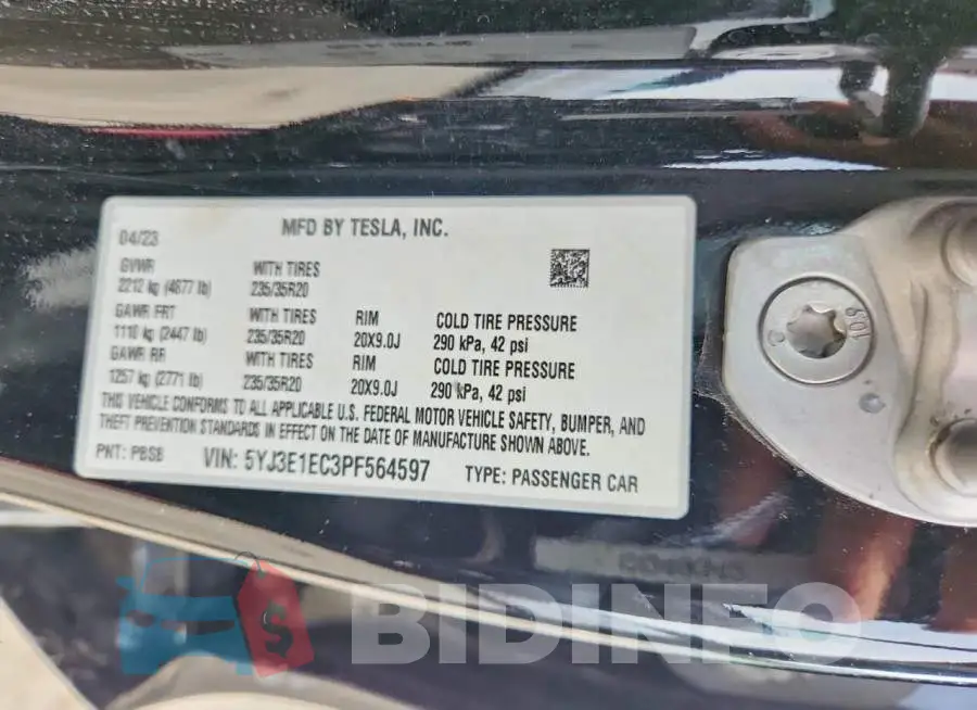 5YJ3E1EC3PF564597 Photo# 12