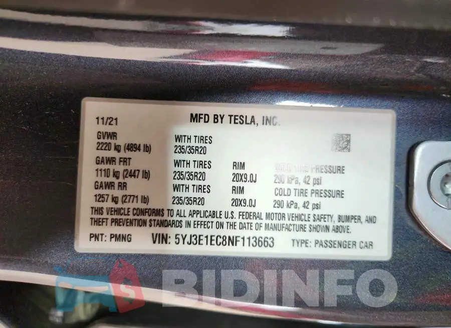 5YJ3E1EC8NF113663 Photo# 13