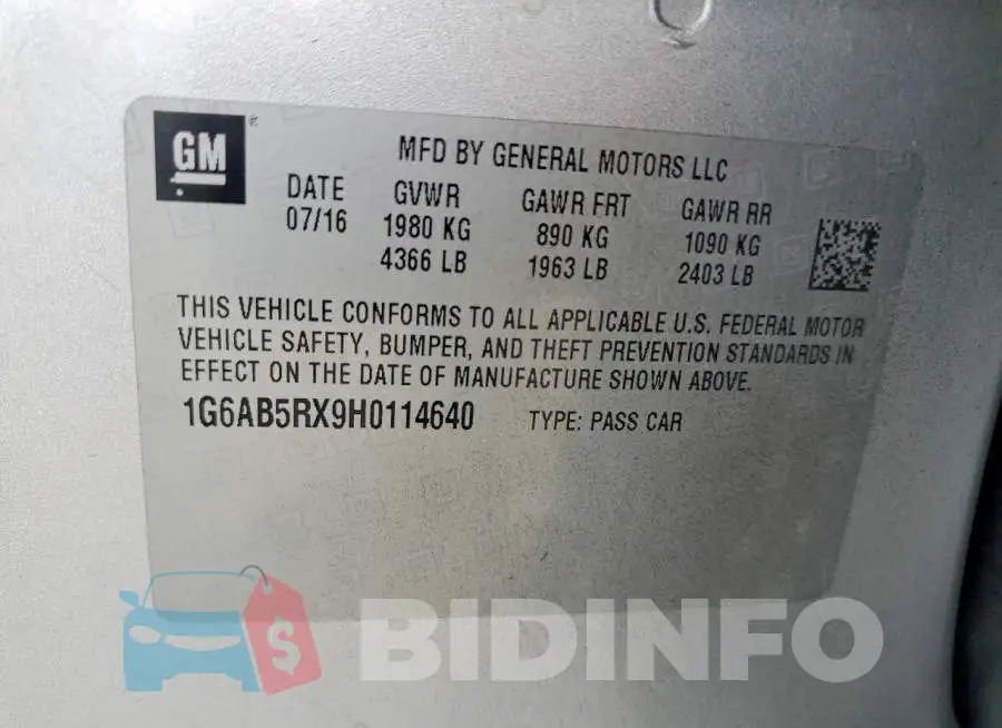 1G6AB5RX9H0114640 Photo# 12
