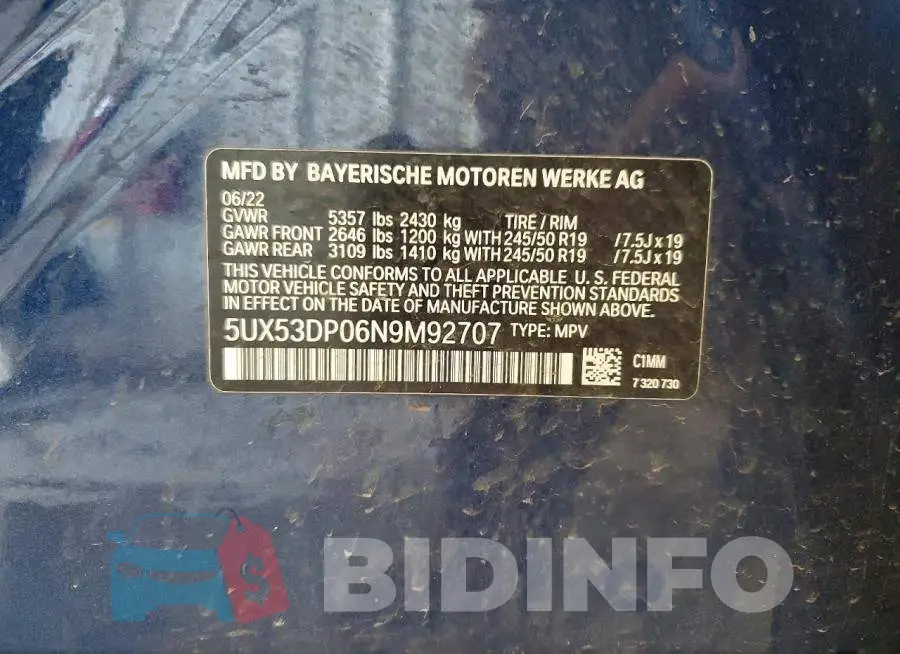 5UX53DP06N9M92707 Photo# 14