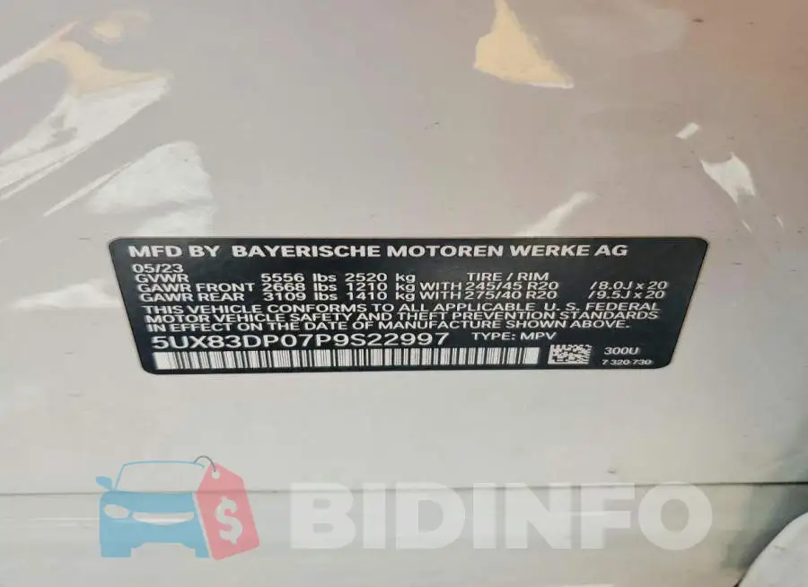 5UX83DP07P9S22997 Photo# 13