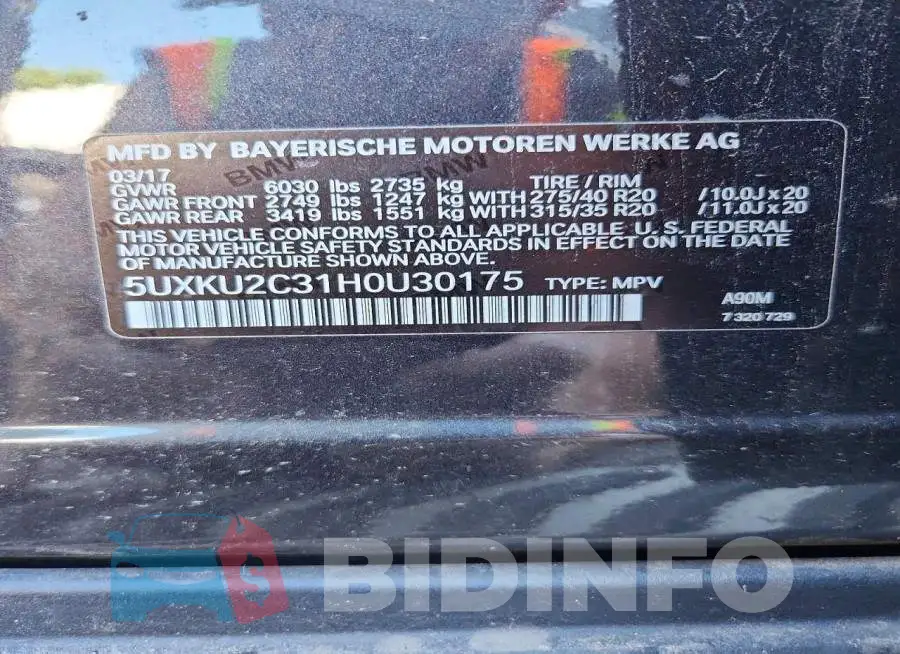 5UXKU2C31H0U30175 Photo# 13