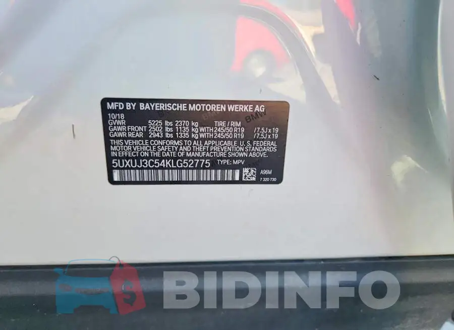 5UXUJ3C54KLG52775 Photo# 12