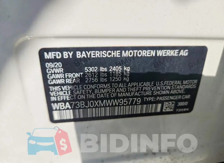 WBA73BJ0XMWW95779 Photo# 12