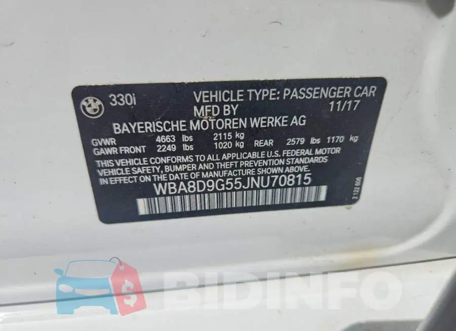 WBA8D9G55JNU70815 Photo# 12
