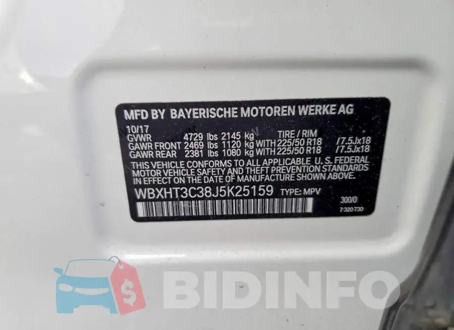 WBXHT3C38J5K25159 Photo# 13