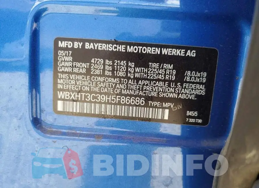 WBXHT3C39H5F86686 Photo# 13