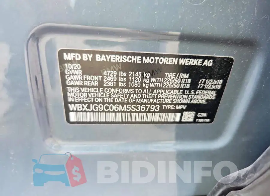 WBXJG9C06M5S36793 Photo# 13